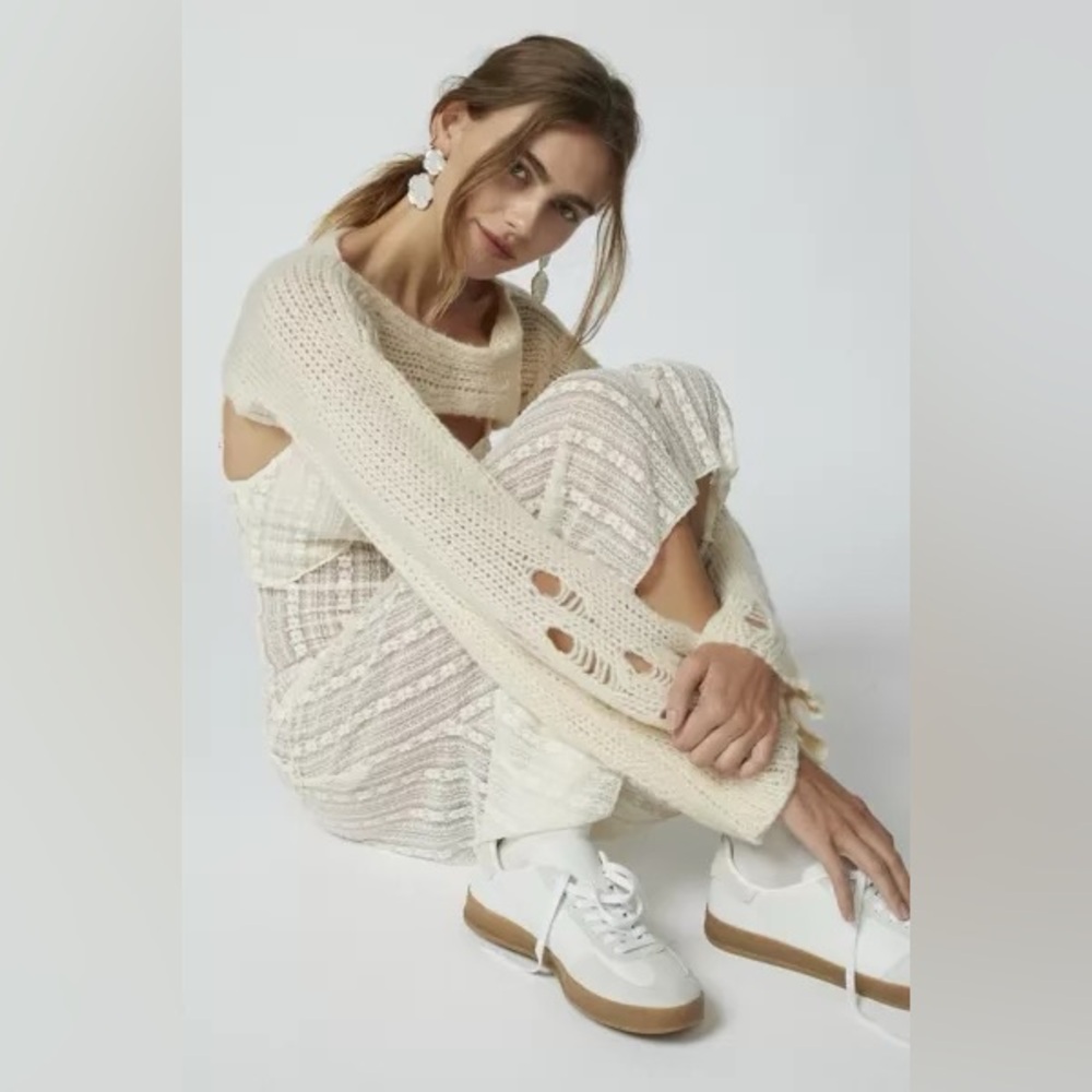 Urban Outfitters Distressed Cream Shrug Sweater